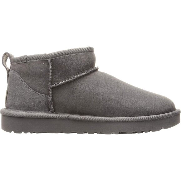 UGG Women's Grey Rounded Toe Sheepskin Lining Classic Ultra Mini Boot - Picture 6 of 7